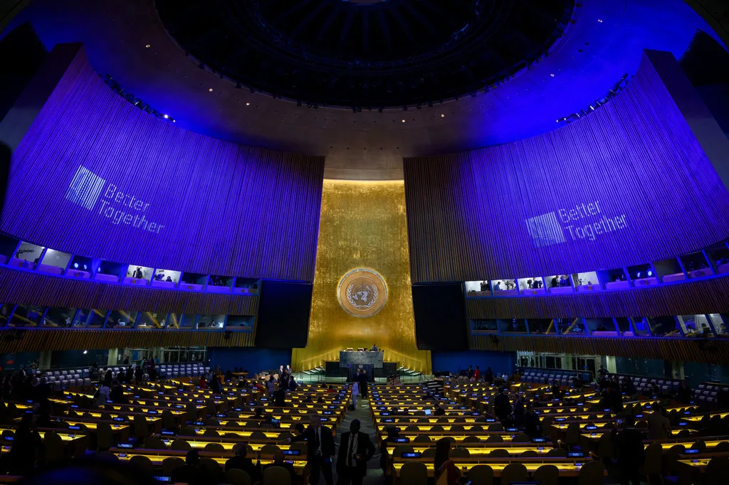 un A wide view of the high-level meeting of the General Assembly to commemorate the eightieth anniversary of the establishment of the United Nations. ..The meeting is held to mark the 80th anniversary of the establishment of the United Nations, with UN officials and Heads of State and Government reflecting on the achievements of the past eight decades and the path ahead for a more inclusive and responsive multilateral system.